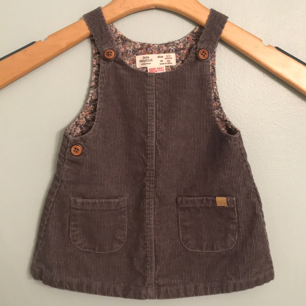 Zara Baby Girl Collection Grey Corduroy Dress